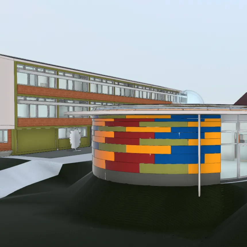 3D-Gebäudemodell einer Grundschule — Entwurf von S-Projekt architektur